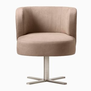 Spritz Swivel Beige Leather Dining Armchair by Lorenza Bozzoli