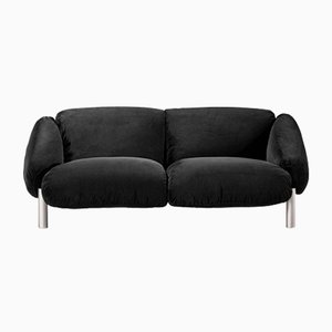 Flo Two-Seater Black Fabric Sofa by Lorenza Bozzoli