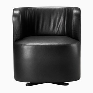 Spritz Swivel Black Leather Chair by Lorenza Bozzoli