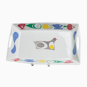 Vintage Figgjo Flamework a La Carte - Colorful Pattern Ceramic Tray by Hermann Bongard, Norway, 1960s