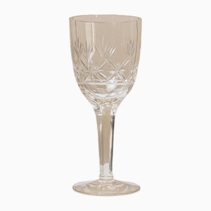 Vintage Saint Louis Wine Glass in Crystal Glass & Faceted Stem, France, 1930s