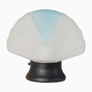 Spage Age White & Light Blue Murano Glass Shell Lamp, Italy, 1980s