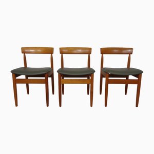 Chaises de Salle à Manger en Teck et Cuir par Farsø Stolefabrik, 1960s, Set de 3