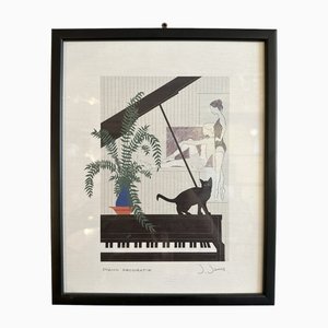 J. Janos, Piano Decoratif, 1980s, Lithograph