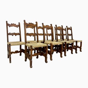 Italian Country Style Dining Chairs, 1950s, Set of 10
