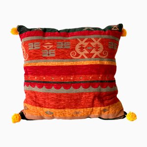 Housse de Coussin Vintage en Tissu Rouge