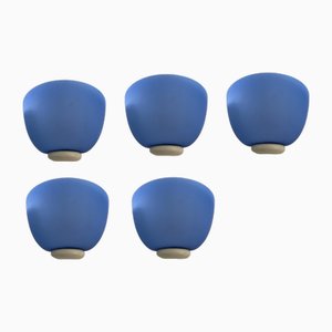 Appliques Murales en Verre Bleu par Granfo Lampadari, Italie, 1980s, Set de 5