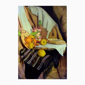 Maxmilian Ciccone, Still Life with Fruits and Vase, Oil on Canvas