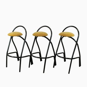 Tabourets de Bar Vintage en Fer, Italie, Set de 3