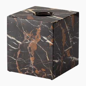 Black and Gold Marble Square Tissue Box by Royal Bee Design