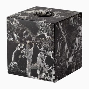 Black and White Marble Square Tissue Box by Royal Bee Design