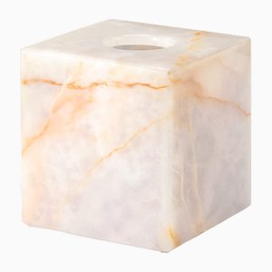 White Onyx Square Tissue Box by Royal Bee Design