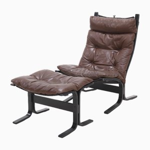 Set of Siesta Lounge Chair and Ottoman by Ingmar Relling for Westnofa, Norway, 1960s