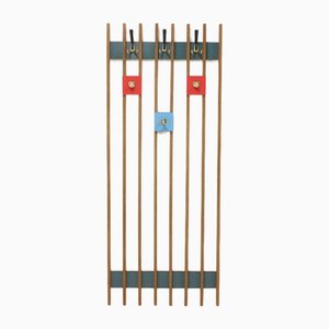 Large Wall Mounted Slatted Coat Rack, 1960s