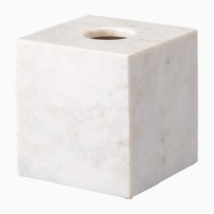 White Marble Square Tissue Box by Royal Bee Design