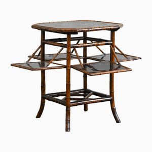 Tavolino da tè in bambù e legno laccato di Perret & Vibert, fine XIX secolo