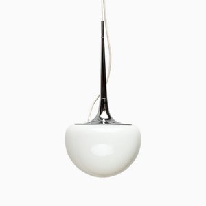 Suspension Lustre Cinétique Reggiani – Moderniste Space Age 1960 – Chrome, Bois, Perspex
