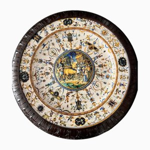 Grande Assiette en Porcelaine de Cantagalli, Italie, 19ème Siècle