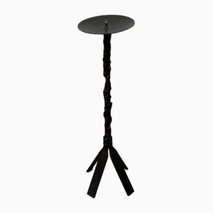 Large Mid-Century Brutalist Floor Candleholder in Wrought Iron, 1960s