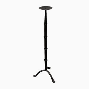 Large Mid-Century Brutalist Wrought Iron Tripod Floor Candleholder, 1960s