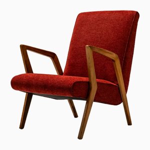Fauteuil Vintage en Noyer et Bourgogne, Italie, 1960s