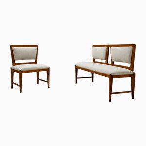 Set of Bench and Side Chair in Cherry, 1950s