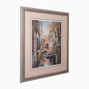 Venetian Canal Scene, 2000s, Print, Framed