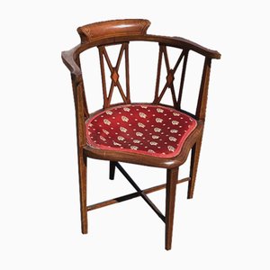 Inlaid Brown Mahogany Armchair