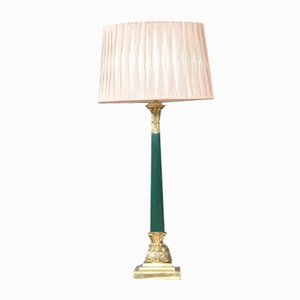 Brass Corinthian Column Table Lamp, 1890s