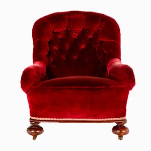 Victorian Burgundy Velvet Armchair