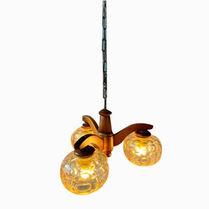 Deutsche Mid-Century Hängelampe aus Klarglas, 1970er