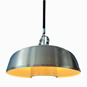 Mid-Century Aluminium Pendant Lamp with Orange Lacquer