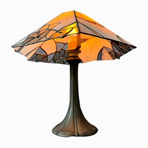 Lampada da tavolo Art Deco in vetro colorato