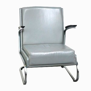 Vintage Bauhaus Gray Cowhide Armchair from Ahrend De Circkel