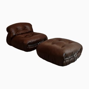 Set of Soriana Armchairs and Footrest by Tobia & Afra Scarpa for Cassina, 1969