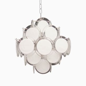Lustre en Verre de Murano Blanc, 1970s