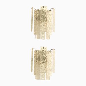 Hammered Murano Glass Chromed Wall Sconces by Simoeng, Set of 2
