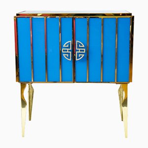 Two-Door Sideboard in Light Blue Murano Glass, 1980s