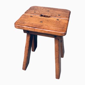 Brutalist Handle Stool, Belgium, 1960s