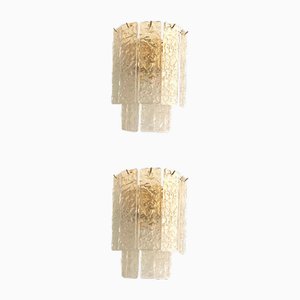 Hammered Strips Wandleuchten aus Muranoglas in Gold von Simoeng, 2 . Set