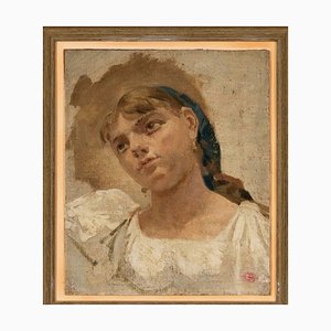 Artiste de l'École d'Espagne, Étude d'une Dame, Fin des années 1800, Huile sur Toile