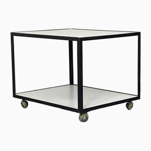 Mid-Century White Laminate and Black Steel Rolling End / Side Table by George Nelson for Herman Miller, 1950s