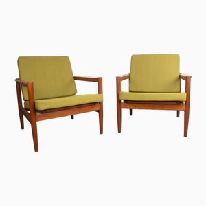 Set of Danish Lounge Chairs in Teak & Fabric by Børge Jensen & Sønner for Bernstorffsminde Møbelfabrik A / S, 1960s