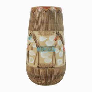 Mid-Century Italian Vase with Horse Sgraffito Decor Glaze from Fratelli Fanciullacci, 1960s