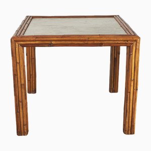 Mesa de jardín de ratán y travertino de Vivai Del Sud, años 60