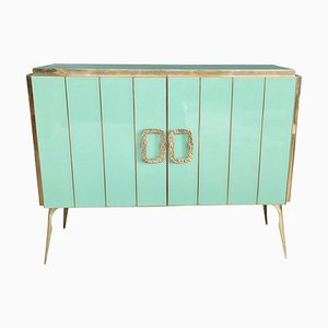 Credenza a due ante in vetro di Murano azzurro, anni '80