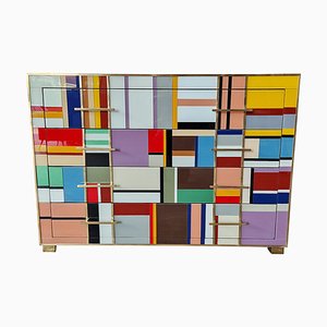 Cassettiera vintage in vetro di Murano, anni '80