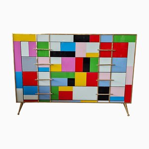 Vintage Kommode mit Vier Glasschubladen, 1980er