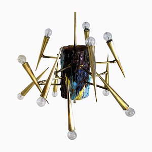 Chandelier Sculpture with Adjustable Diffuser by Leonardi Leoncillo for Lumi, 1952