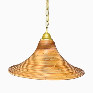 Italian Rattan Pendant Lamp, 1970s